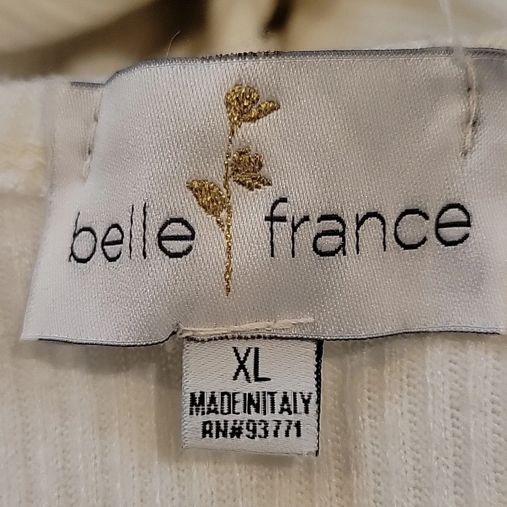 BELLE FRANCE xl off white high low cardigan with angel embroidery and sequins - Picture 4 of 5